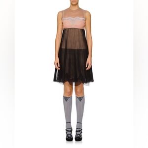 NWT PRADA PLEATED COLORBLOCK ORGANZA DRESS SIZE IT 40 / US 4
